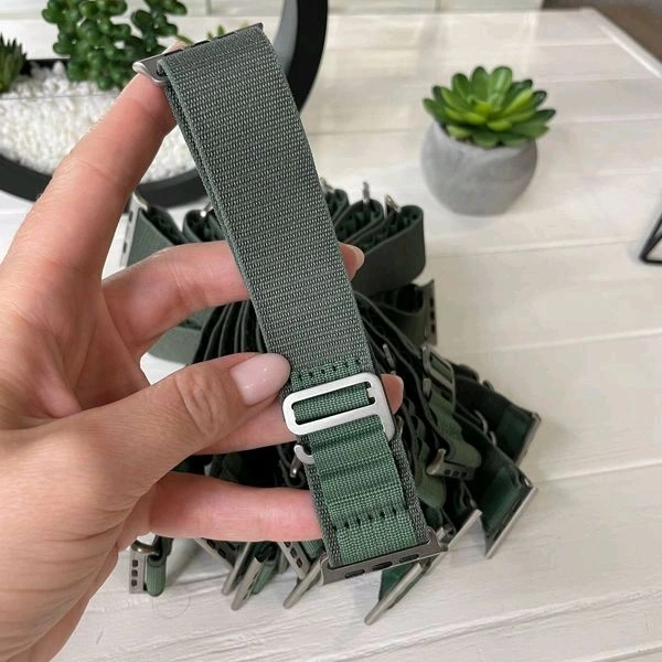 Alpine Loop Bands Compatible With Apple Watch Band Ultra 49mm 45mm 44mm 42mm For Men Women Nylon Sport Strap For IWatch Series 8 7 SE 6 5 4 3 2 1 (Only Strap Watch Not Included) - Green