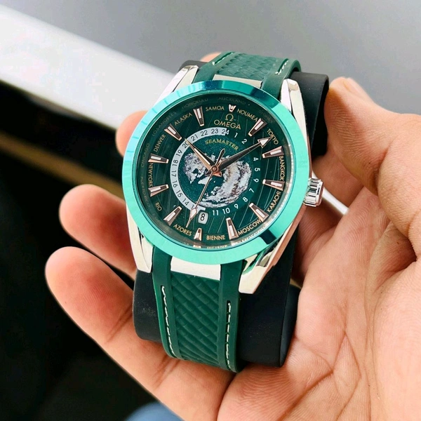 Analog Aqua Terra 150M Co-Axial Master Chronometer GMT Worldtimer 43mm Rich Seamaster Aqua Terra High Quality Collection For Men - Green