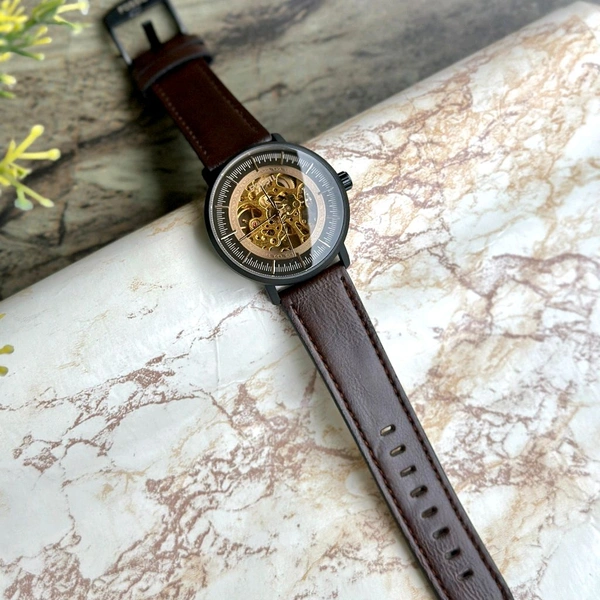 Analog Automatic Top Quality Collection With High Quality Strap Best Finishing Body & Case - Black