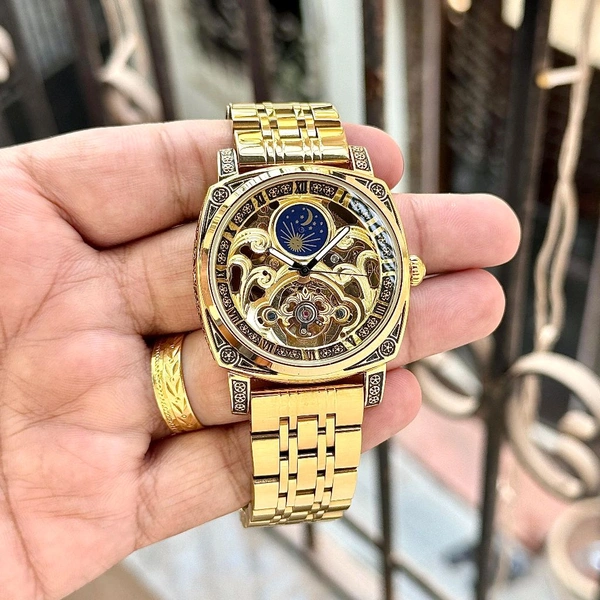 Analog Automatic Top Quality Collection With High Quality Strap Best Finishing Body & Case - Gold