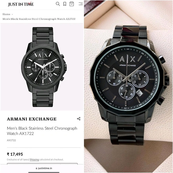 Analog AX1722 Men's Black Stainless Steel Chronograph Watch For Men
