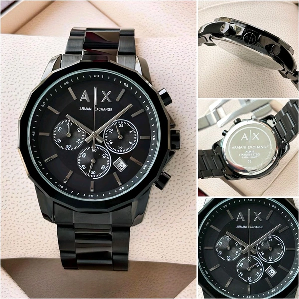 Analog AX1722 Men's Black Stainless Steel Chronograph Watch For Men