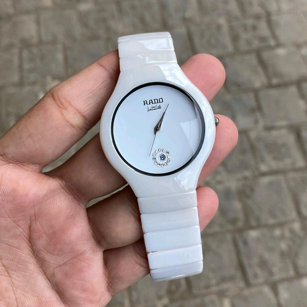 Analog Ceramica Jublie Round High Quality Quaetz Movement Watch For Men - White