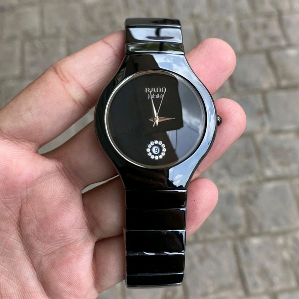 Analog Ceramica Jublie Round High Quality Quaetz Movement Watch For Men - Black