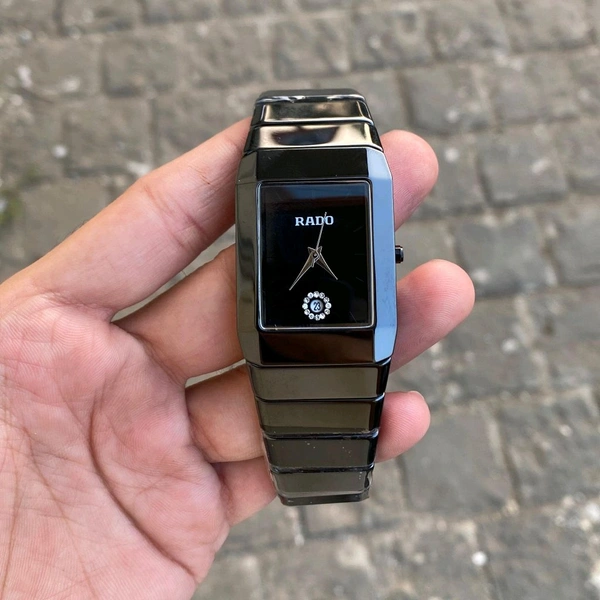 Analog Ceramica Jublie Square High Quality Quartz Movement Watch With High Quality Strap Best Finishing Body & Case - Black