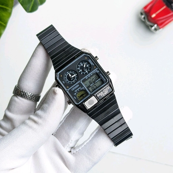 Analog Digital Gents Quartz Movement Watch With High Quality Strap Best finishing Body & Case - Black