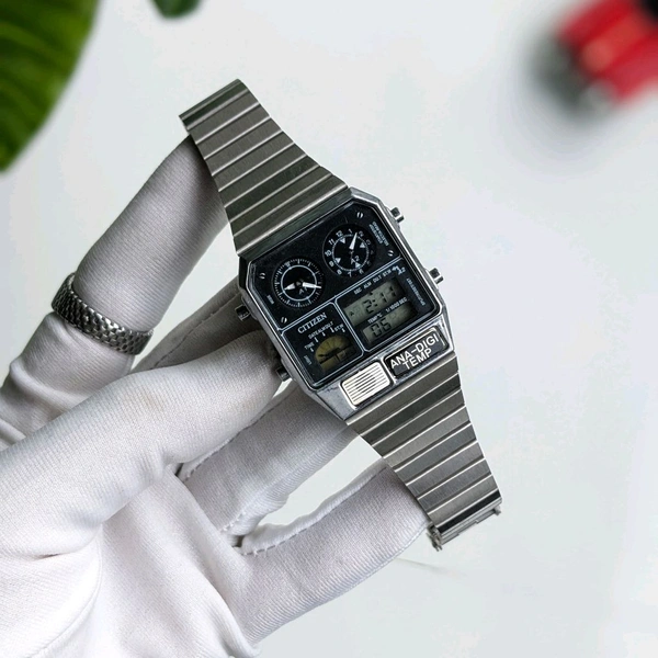 Analog Digital Gents Quartz Movement Watch With High Quality Strap Best finishing Body & Case - Silver