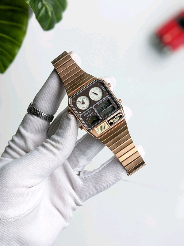 Analog Digital Gents Quartz Movement Watch With High Quality Strap Best finishing Body & Case - Copper