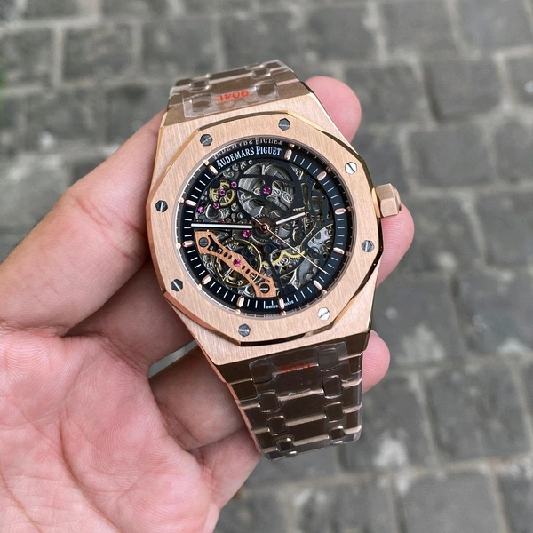 Analog Royal Oak Open Heart Open Transparent Automatic Machinery Watch For Men's - Copper