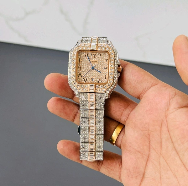 Analog Super Slim Daimond Studded Bezel And Chain High Quartz Movement Collection For Men