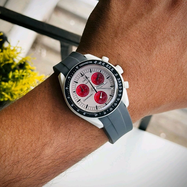 Analog Swatch Moon's Watch Best Quality Collection With High Quality Silicon Strap - Gray