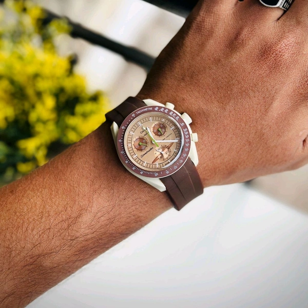 Analog Swatch Moon's Watch Best Quality Collection With High Quality Silicon Strap - Brown
