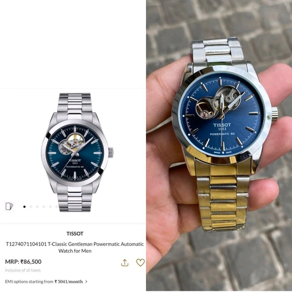 Analog T1274071104101 Gentleman Powermatic 80 Reliable Automatic Japanese Movement Machinery For Men