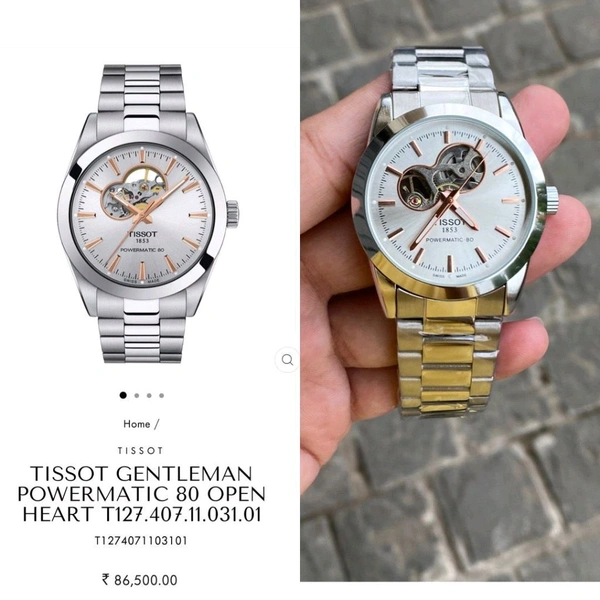 Analog T1274071104101 Gentleman Powermatic 80 Reliable Automatic Japanese Movement Machinery For Men