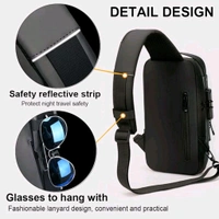 Anti Theft Crossbody Sling Bag ,Waterproof Chest Daypack With USB Charging, Black, One Size, Locomotive Style - Black