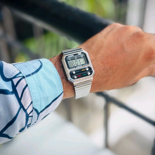 Casi0 A100WEG-9ADF Premium Digital Collection With High Quality Strap Best Finishing Body & Case - Silver