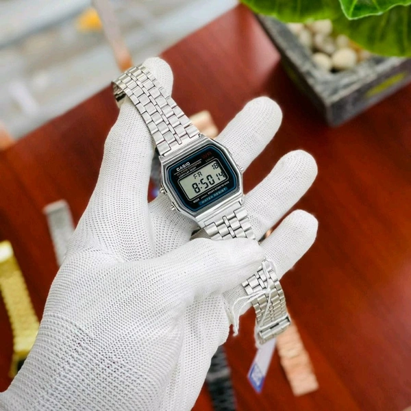 Casi0 Vintage Analog Digital Black Dial Quartz Unisex Watch With High Quality Strap Best finishing Body & Case - Silver