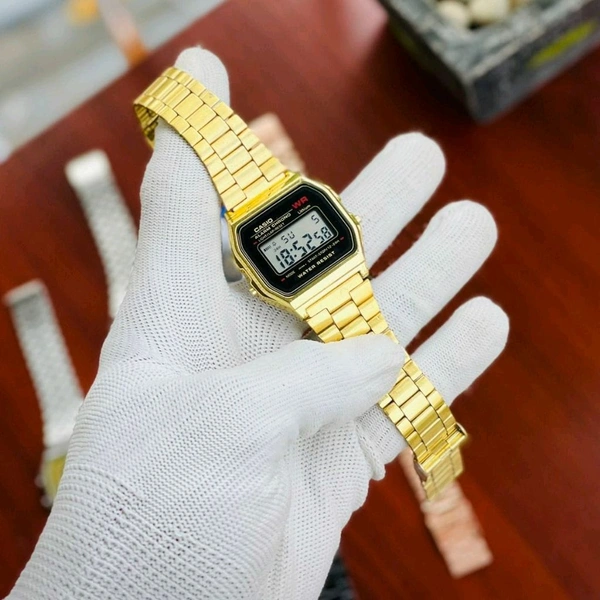 Casi0 Vintage Analog Digital Black Dial Quartz Unisex Watch With High Quality Strap Best finishing Body & Case - Gold