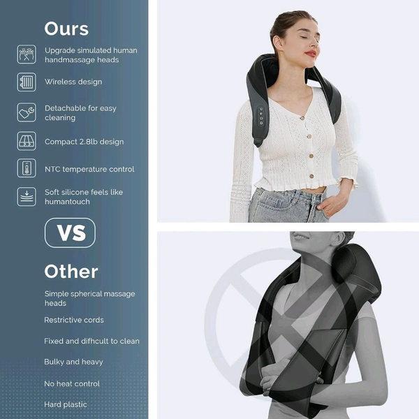 Clefairy Massagers for Neck and Shoulder with Heat, Neck Massager, Shiatsu Neck and Back Massager with Heat Electric Shoulder Massagers, Deep 5D Kneading Simulated Manual Massage