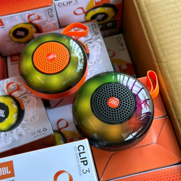 Clip 3 Portable Bluetooth Speaker Dynamic Thunder Sound 1200MAH Battery RGB 5 W Bluetooth Speaker Multicolor, Stereo Channel - Orange