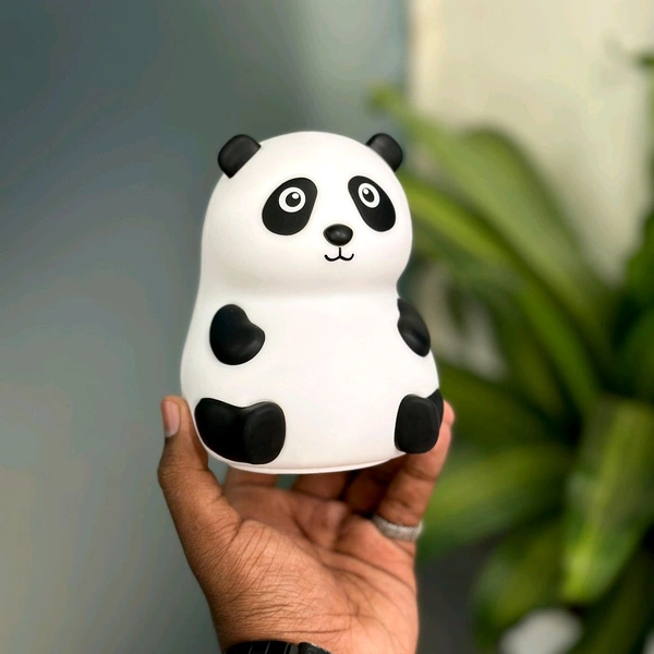 Cute Panda Silicon USB Rechargeable Night Light Lamp Night Lamp (8.5 cm, Multicolor)