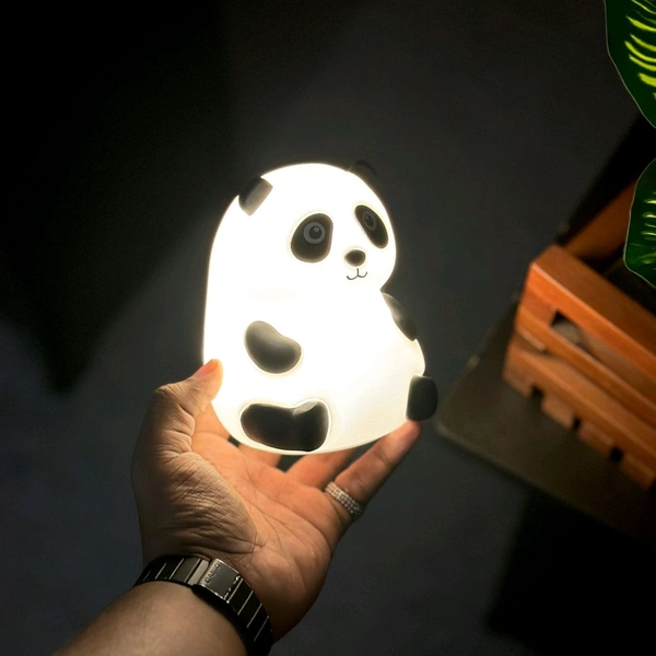 Cute Panda Silicon USB Rechargeable Night Light Lamp Night Lamp (8.5 cm, Multicolor)