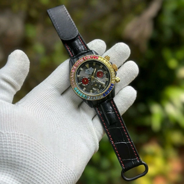 Daytona Chronograph Premium Collection With High Quality Strap Best finishing Body & Case - Black