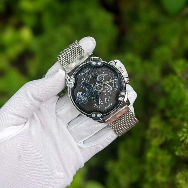 Delton Analog Quartz Movement Collection With High Quality Strap Best finishing Body & Case - Black