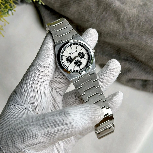 Delton Analog Quartz Movement Collection With High Quality Strap Best finishing Body & Case - White