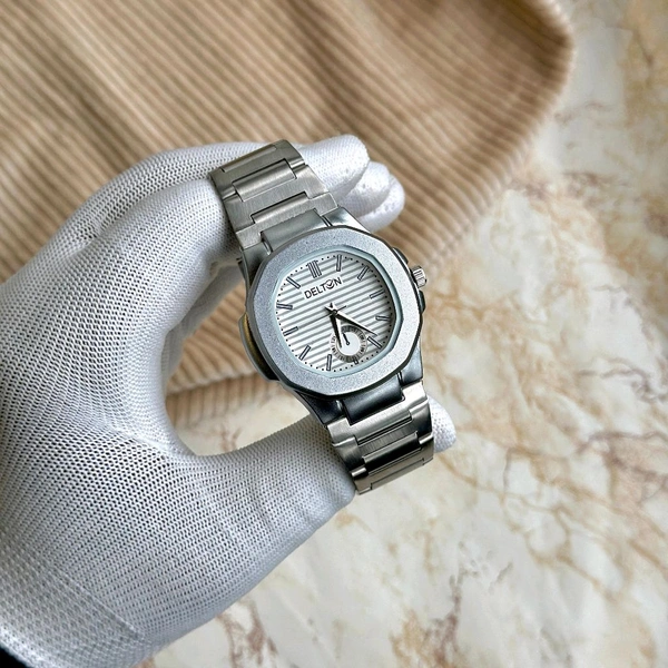 Delton Analog Quartz Movement Collection With High Quality Strap Best finishing Body & Case - White