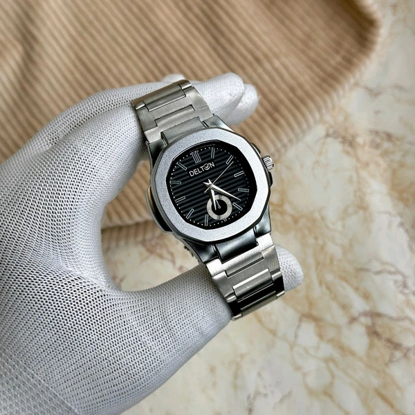 Delton Analog Quartz Movement Collection With High Quality Strap Best finishing Body & Case - Black