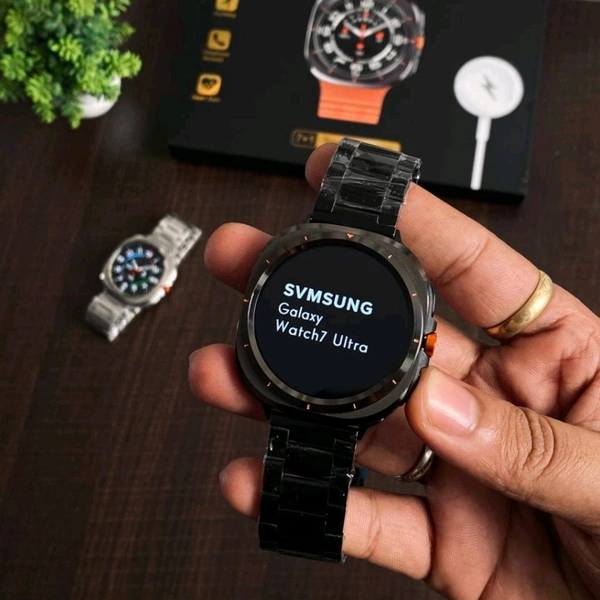 First Time In India, Watch Ultra 7 In 1 Combo Gift Pack With On/Off Logo | 7 High Quality Straps - Black