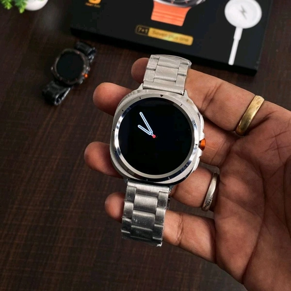 First Time In India, Watch Ultra 7 In 1 Combo Gift Pack With On/Off Logo | 7 High Quality Straps - Silver
