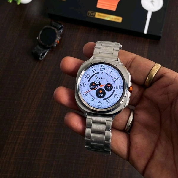 First Time In India, Watch Ultra 7 In 1 Combo Gift Pack With On/Off Logo | 7 High Quality Straps - Silver