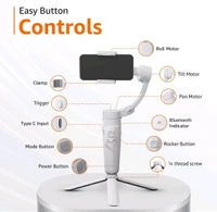 Foldable 3-Axis Gimbal Stabilizer | Advanced Gyroscope | Shake-Free Footage | Object Tracking | Panoramic, Time-Lapse & Slow-Motion | 2500mAh Battery | Ideal for Vlogging & Travel