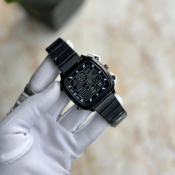 Fossil Retro Anadigital Analog-Digital Black Dial Men's Watch  With High Quality Strap Best Finishing Body & Case - Black