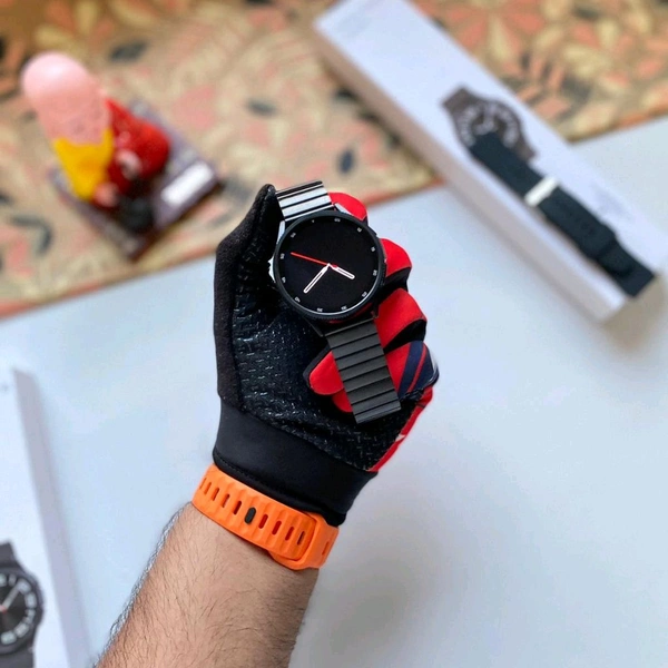 Galaxy Watch 6 Classic With Dual Buttons, Dual Belt 1 Metal & 1 Silicon, On Off Logo Same As Original, The Most Advanced Health Monitoring - Black