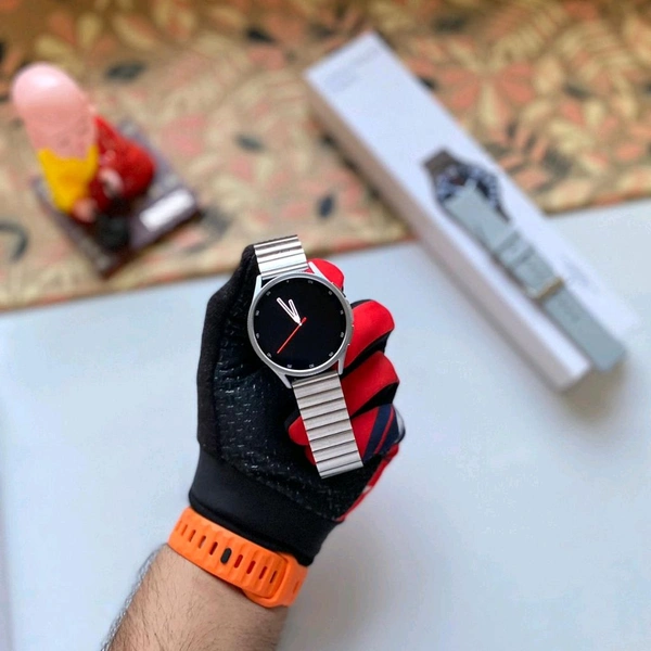 Galaxy Watch 6 Classic With Dual Buttons, Dual Belt 1 Metal & 1 Silicon, On Off Logo Same As Original, The Most Advanced Health Monitoring - Silver