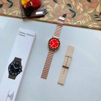 Galaxy Watch 6 Classic With Dual Buttons, Dual Belt 1 Metal & 1 Silicon, On Off Logo Same As Original, The Most Advanced Health Monitoring - Pink