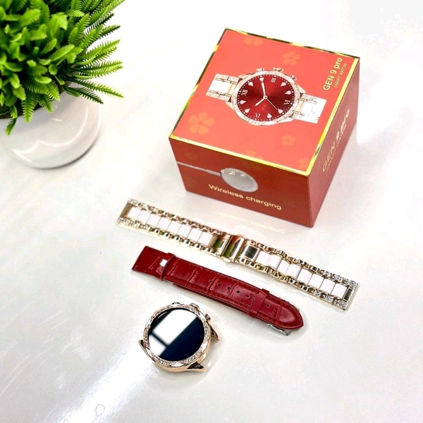 Generation 9 Pro 2024 Diamond Design With Dual Belts, One Silicon One Metal, Metallic Alloy Body With Amalgam Of Most - White