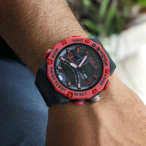 G-Sh0ck Analog And Digital Quartz Movement Watch With High Quality Strap Best finishing Body & Case - Red