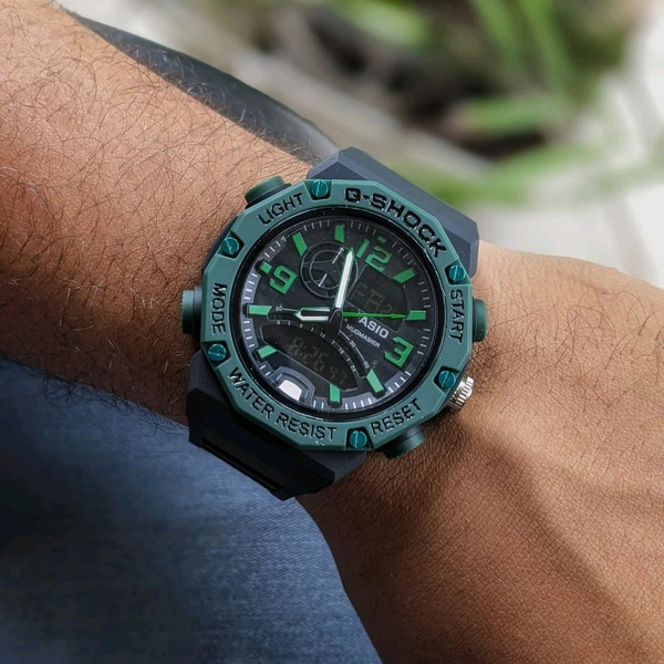 G-Sh0ck Analog And Digital Quartz Movement Watch With High Quality Strap Best finishing Body & Case - Green