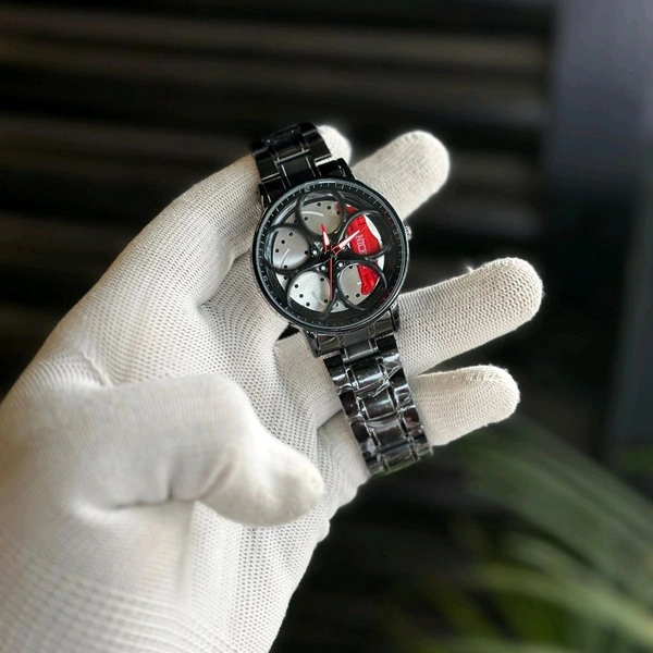 Gyro Spinning Car Alloy Rim Wheel Watch | Car Wheel Watch, Mens Wristwatch with Spinning Car Rim Hub Design, Quartz Movement, Gifts for Car Enthusiasts
