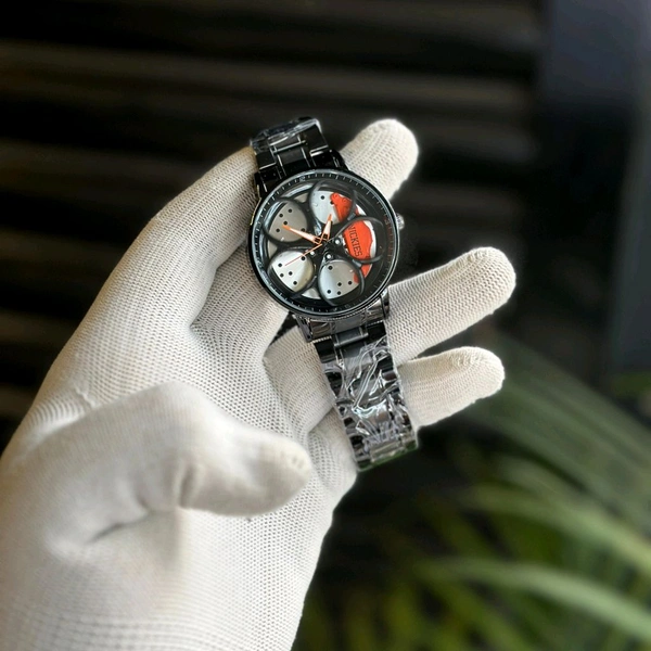 Gyro Spinning Car Alloy Rim Wheel Watch | Car Wheel Watch, Mens Wristwatch with Spinning Car Rim Hub Design, Quartz Movement, Gifts for Car Enthusiasts