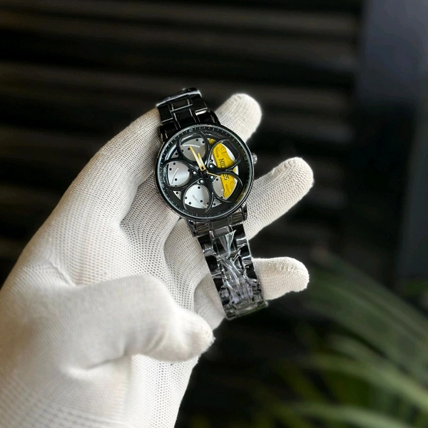 Gyro Spinning Car Alloy Rim Wheel Watch | Car Wheel Watch, Mens Wristwatch with Spinning Car Rim Hub Design, Quartz Movement, Gifts for Car Enthusiasts