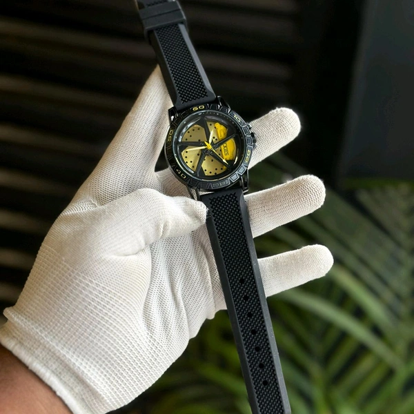 Gyro Spinning Car Alloy Rim Wheel Watch | Car Wheel Watch, Mens Wristwatch with Spinning Car Rim Hub Design, Quartz Movement, Gifts for Car Enthusiasts