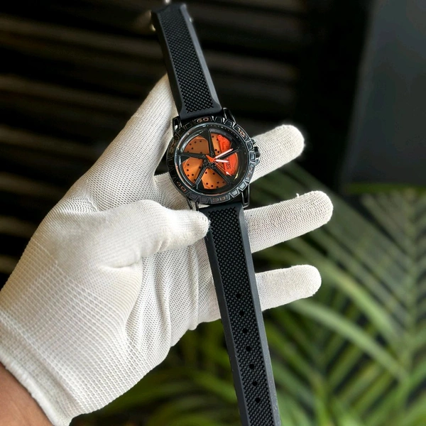 Gyro Spinning Car Alloy Rim Wheel Watch | Car Wheel Watch, Mens Wristwatch with Spinning Car Rim Hub Design, Quartz Movement, Gifts for Car Enthusiasts