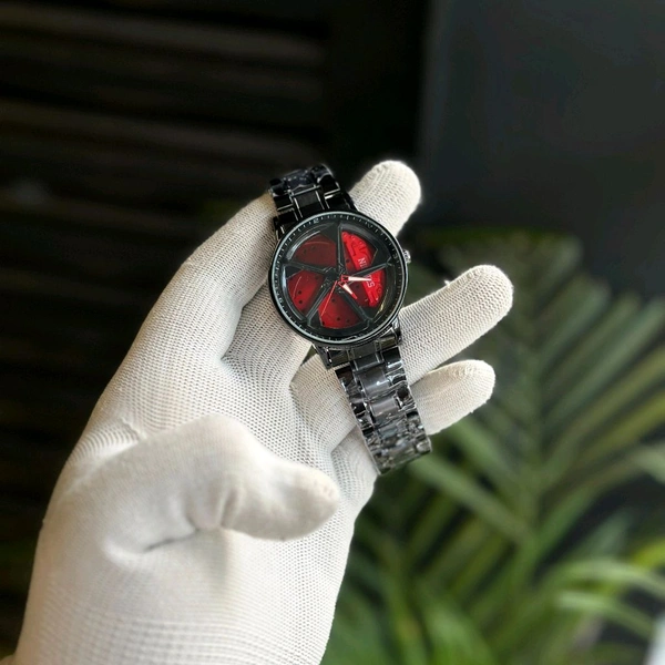 Gyro Spinning Car Alloy Rim Wheel Watch | Car Wheel Watch, Mens Wristwatch with Spinning Car Rim Hub Design, Quartz Movement, Gifts for Car Enthusiasts