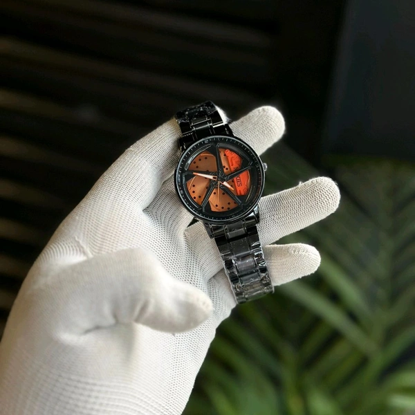 Gyro Spinning Car Alloy Rim Wheel Watch | Car Wheel Watch, Mens Wristwatch with Spinning Car Rim Hub Design, Quartz Movement, Gifts for Car Enthusiasts