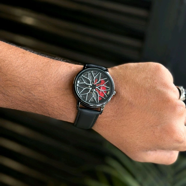 Gyro Spinning Car Alloy Rim Wheel Watch | Car Wheel Watch, Mens Wristwatch with Spinning Car Rim Hub Design, Quartz Movement, Gifts for Car Enthusiasts